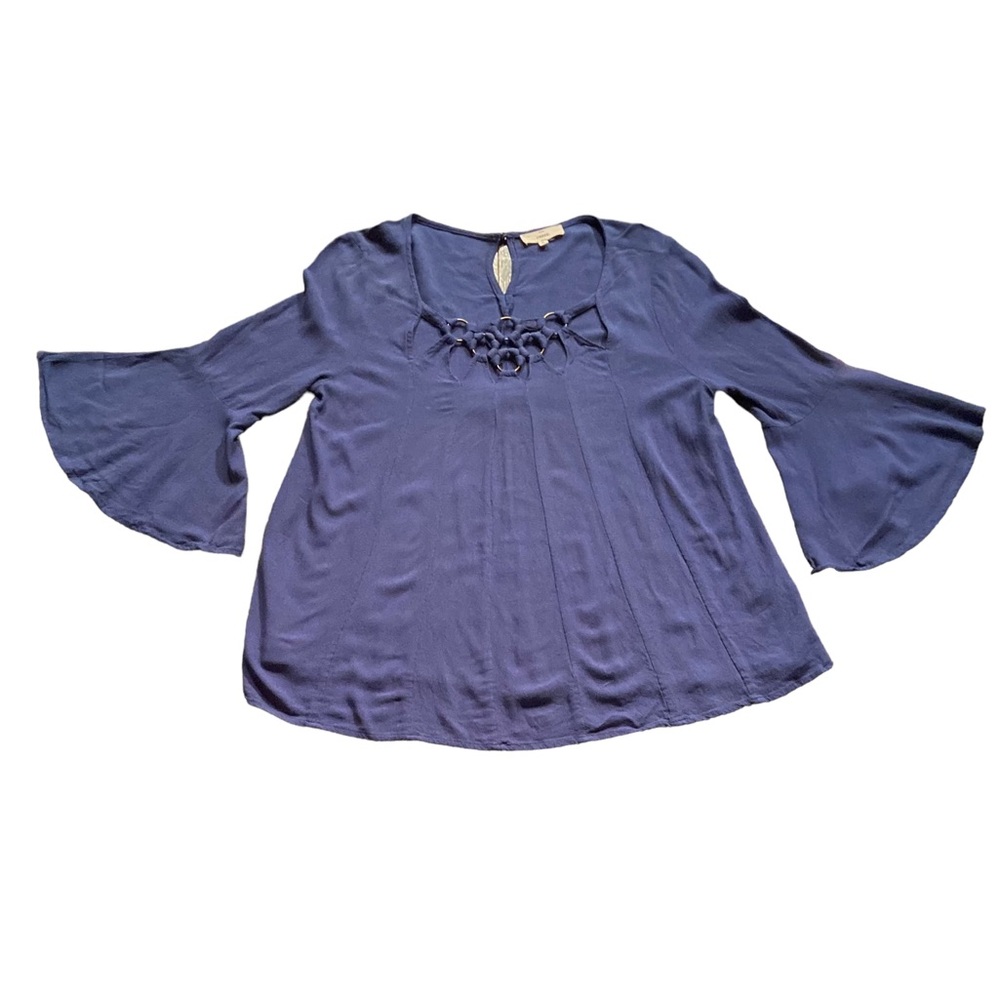 Sky blue unique blouse with BFF ohemian feel and cool metal details size…